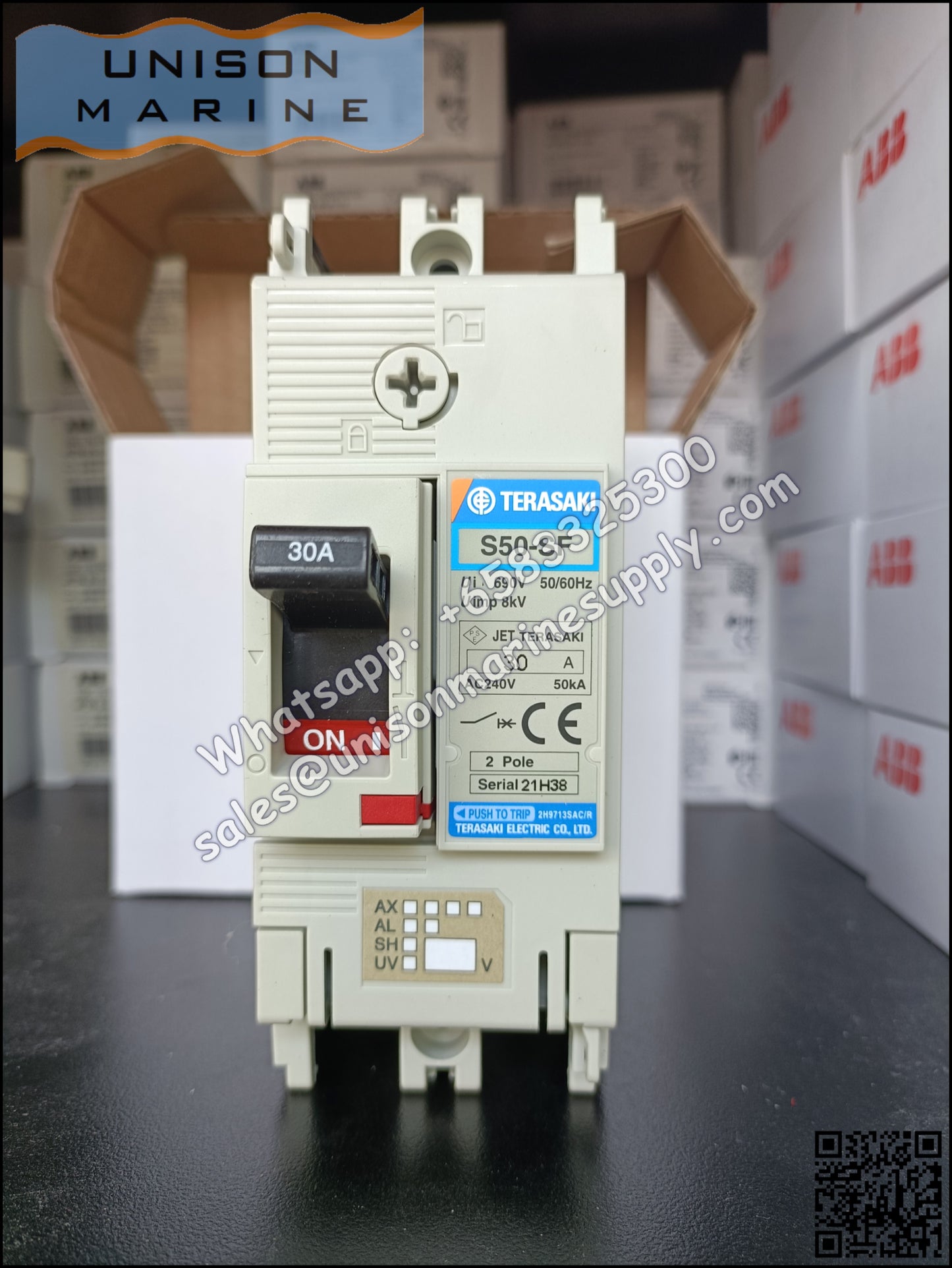TRASAKI Marine Circuit Breaker (MCCB): S50-SF 30A 2P Fixed / Plug-in Type