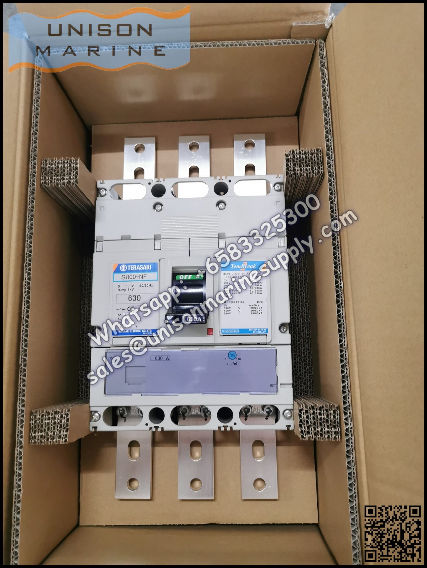 TRASAKI Marine Circuit Breaker (MCCB): S800-NF 630A 3P Fixed / Plug-in Type