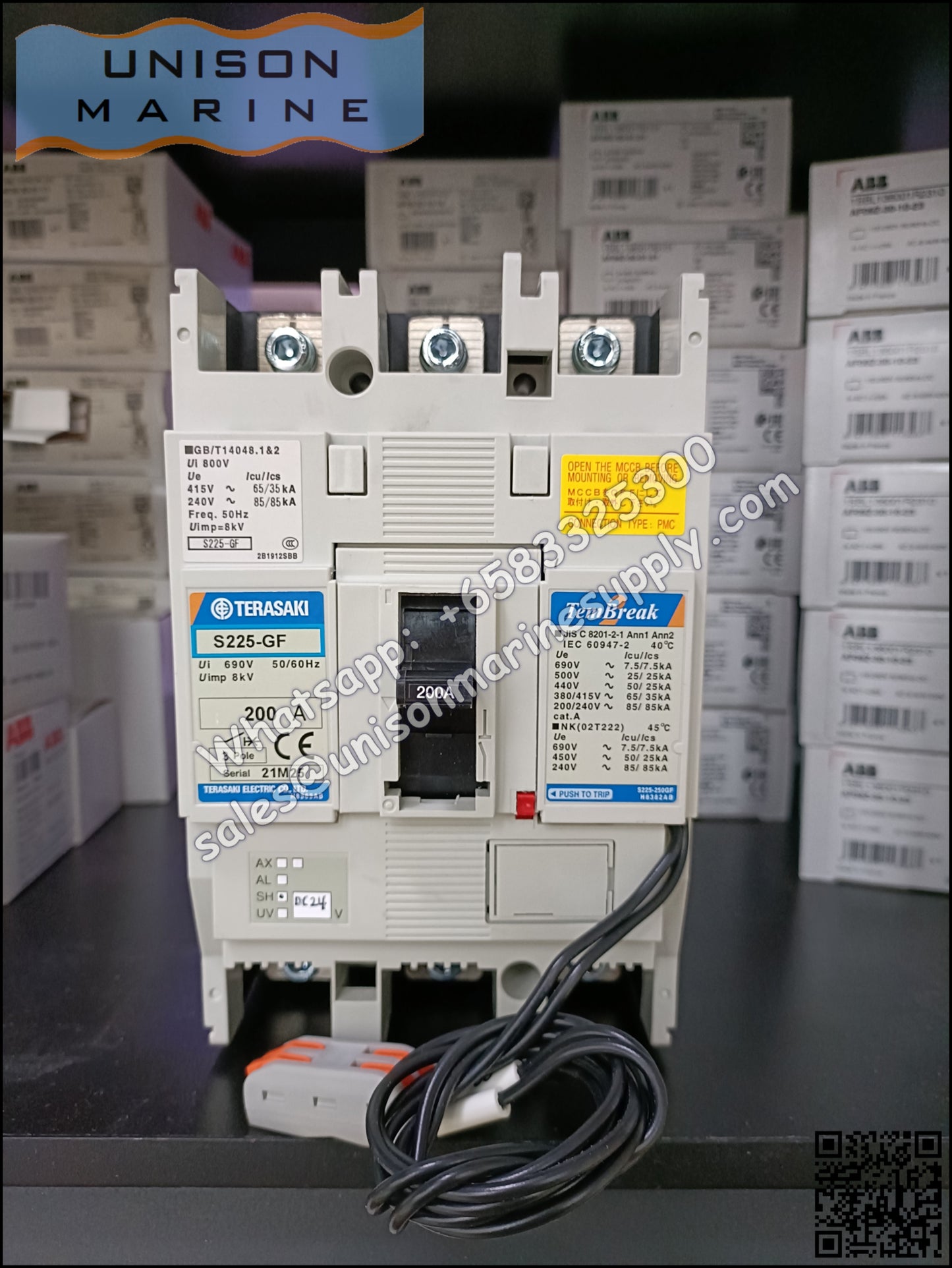 TRASAKI Marine Circuit Breaker (MCCB): S225-GF 200A 3P Fixed / Plug-in Type