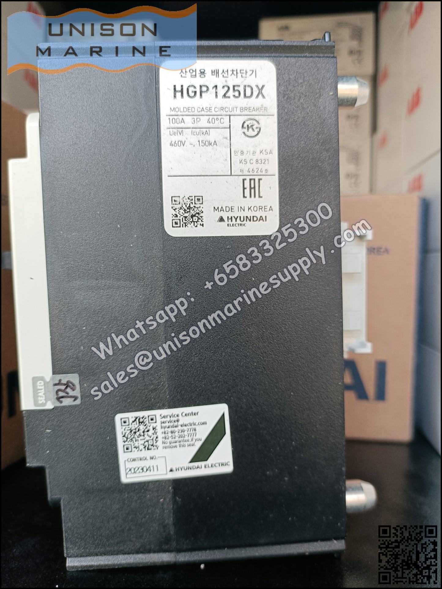 Hyundai Marine Circuit Breaker (MCCB) - HGP125DX 3P Fixed / Plug-in Type