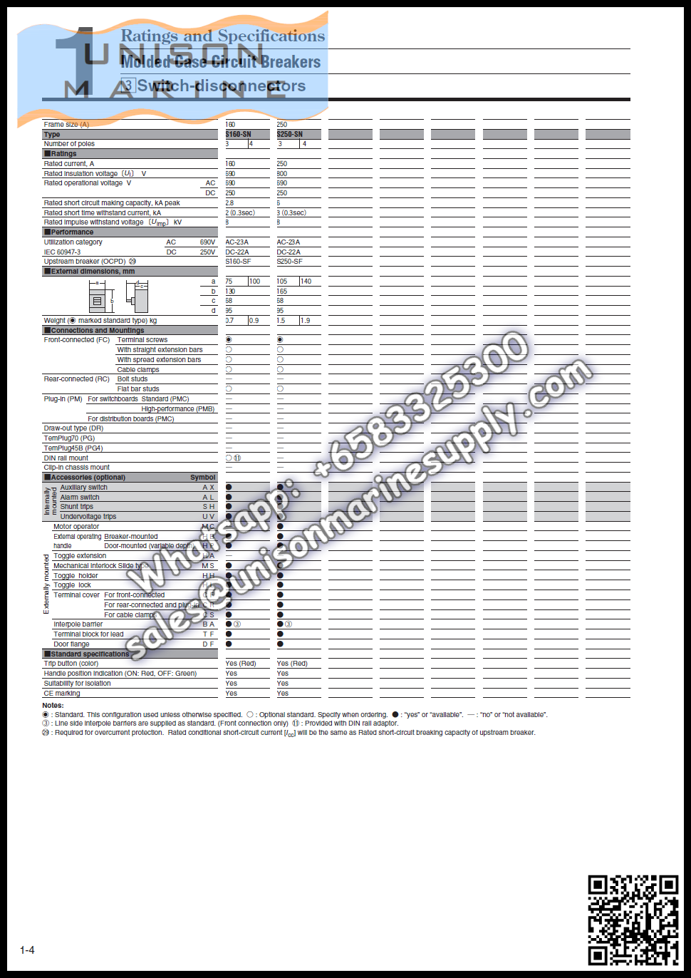 TRASAKI Marine Circuit Breaker (MCCB): S1250-NE 1000A 3P Fixed / Plug-in Type