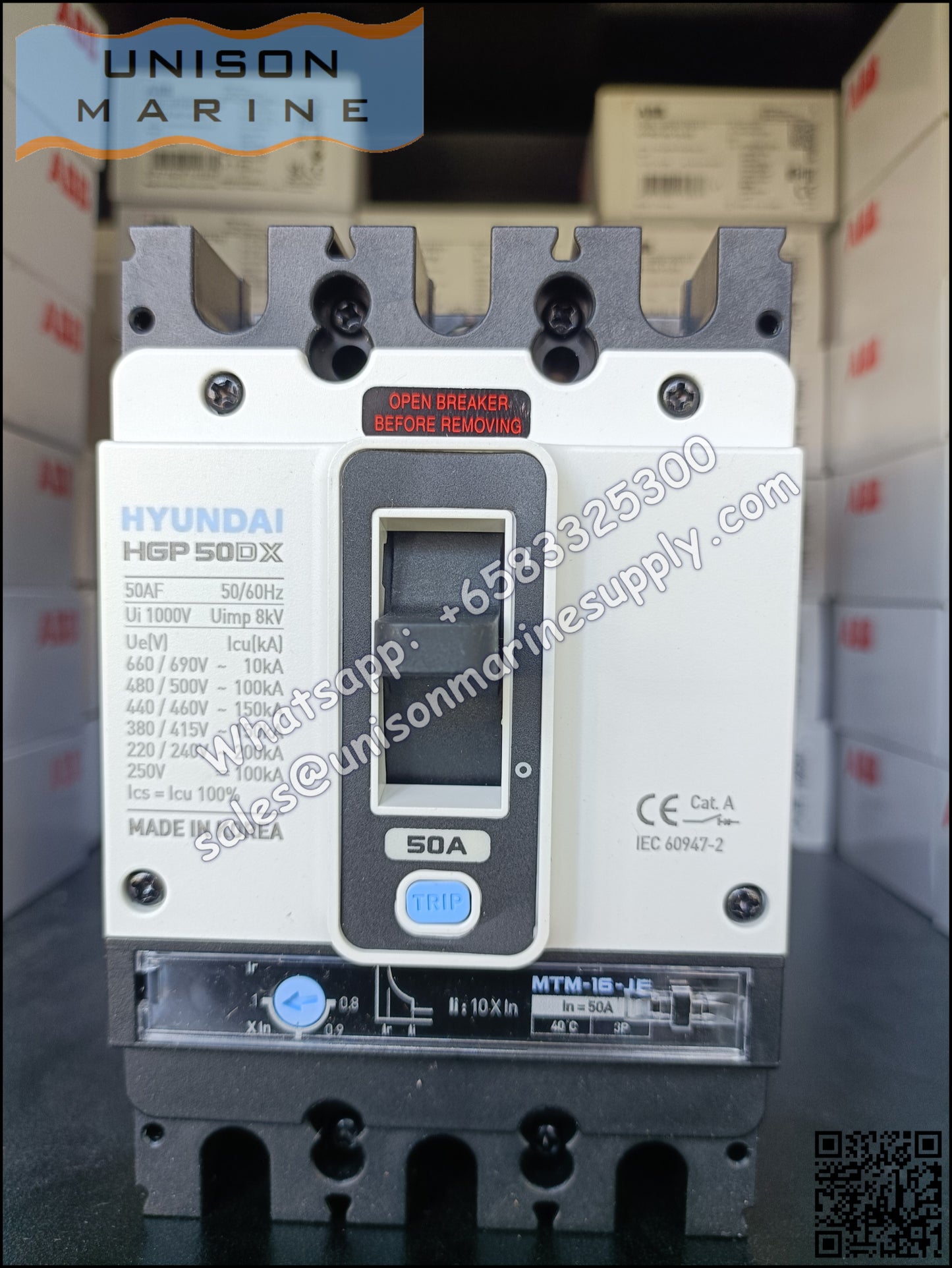 Hyundai Marine Circuit Breaker (MCCB) - HGP50DX 3P Fixed / Plug-in Type