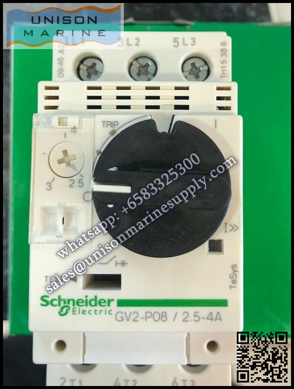 Schneider GV2 Motor circuit breaker: GV2P08, 2.5 to 4.0A thermal magnetic
