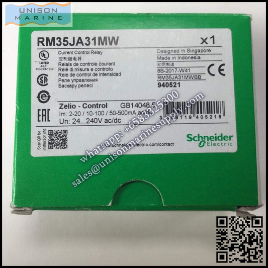Schneider Harmony Control Relays: RM35JA31MW,current control relay, 5A, 2CO, 2...500mA, 24...240VAC/DC