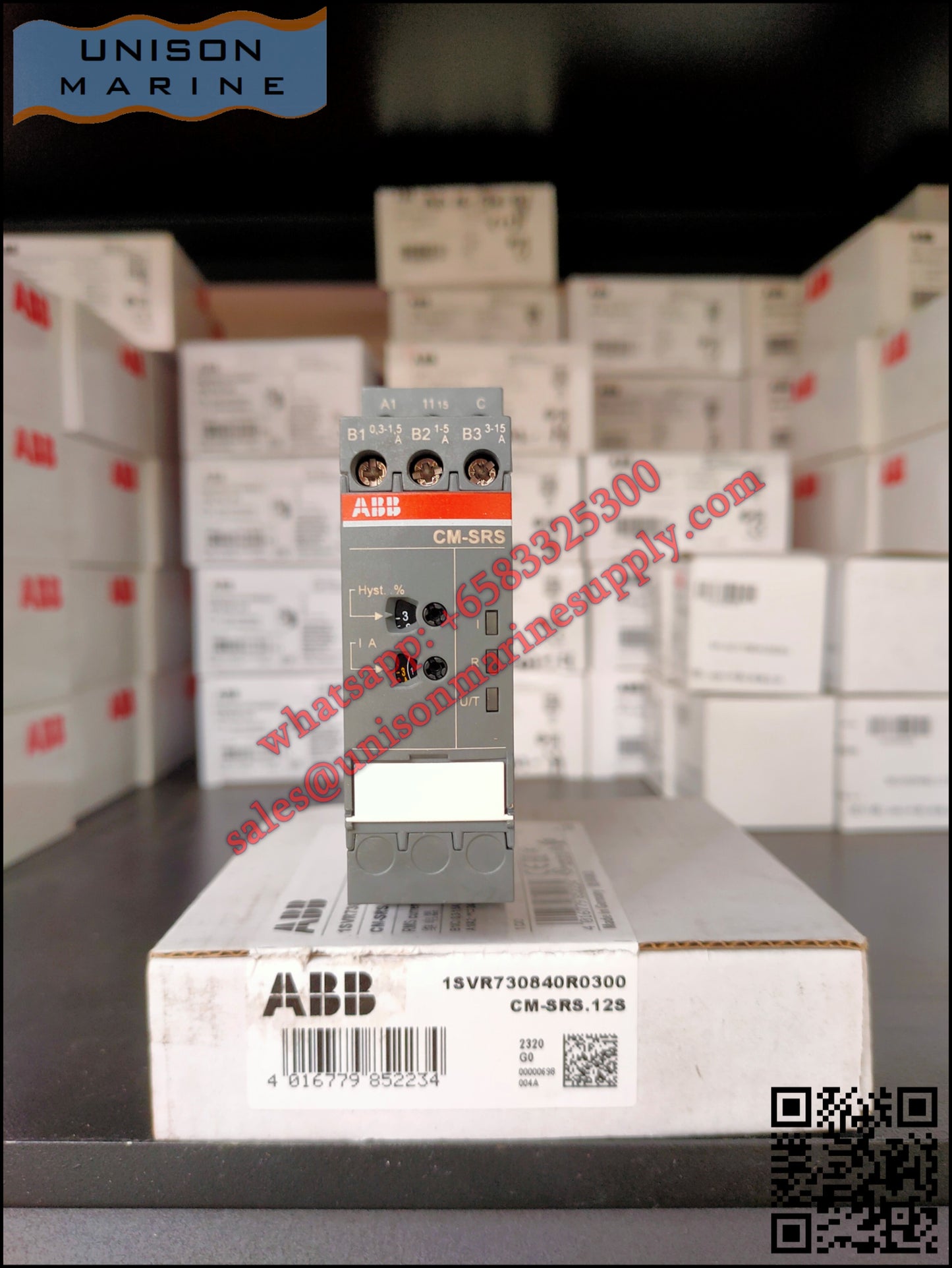 ABB Current Monitoring Relay CM-SRS.12S, 1c/o, 0.3-15A, 24-240VAC/DC