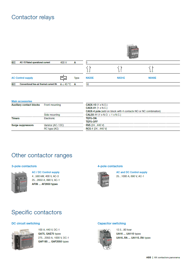 ABB AX Contactors Accessories Electronic timers TEF5-ON / TEF5-OFF
