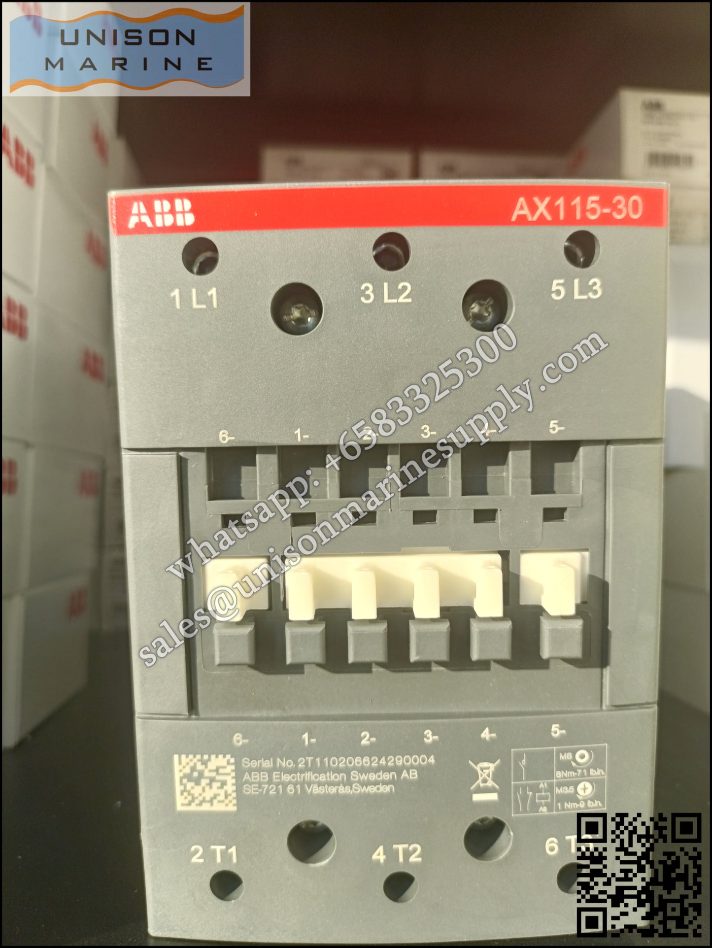 ABB Magnetic Contactors AX Series :AX115-30-11-84*110V 50Hz/110-120V 60Hz,1SFL981074R8411