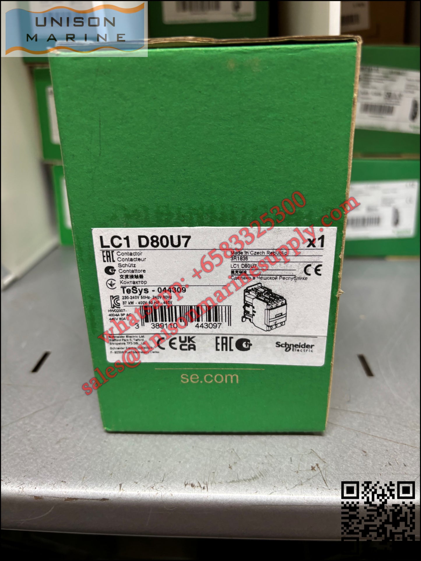 Schneider TeSys Deca Contactors : LC1D80U7,80A 240VAC 50/60Hz coil