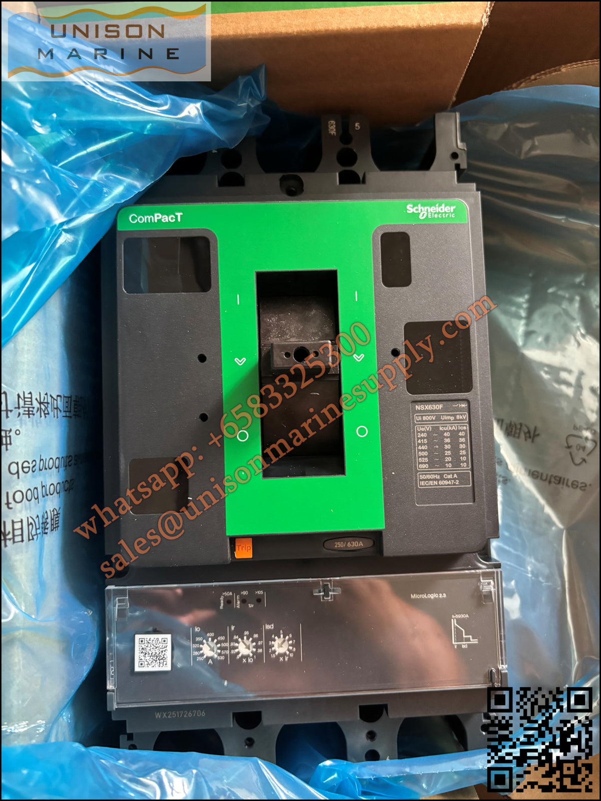 Schneider Electric circuit breaker：NSX630F 70 kA (415 VAC) MicroLogic 2.3，C63F32D630