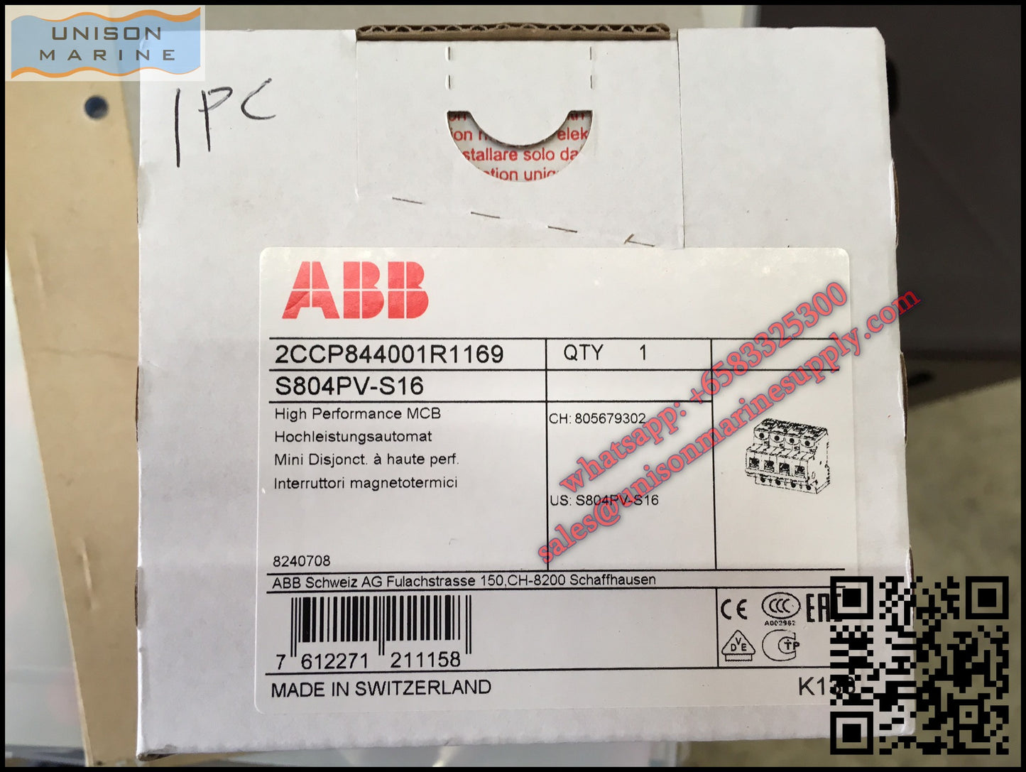 ABB High Performance MCB: S804PV-S16, 2CCP844001R1169