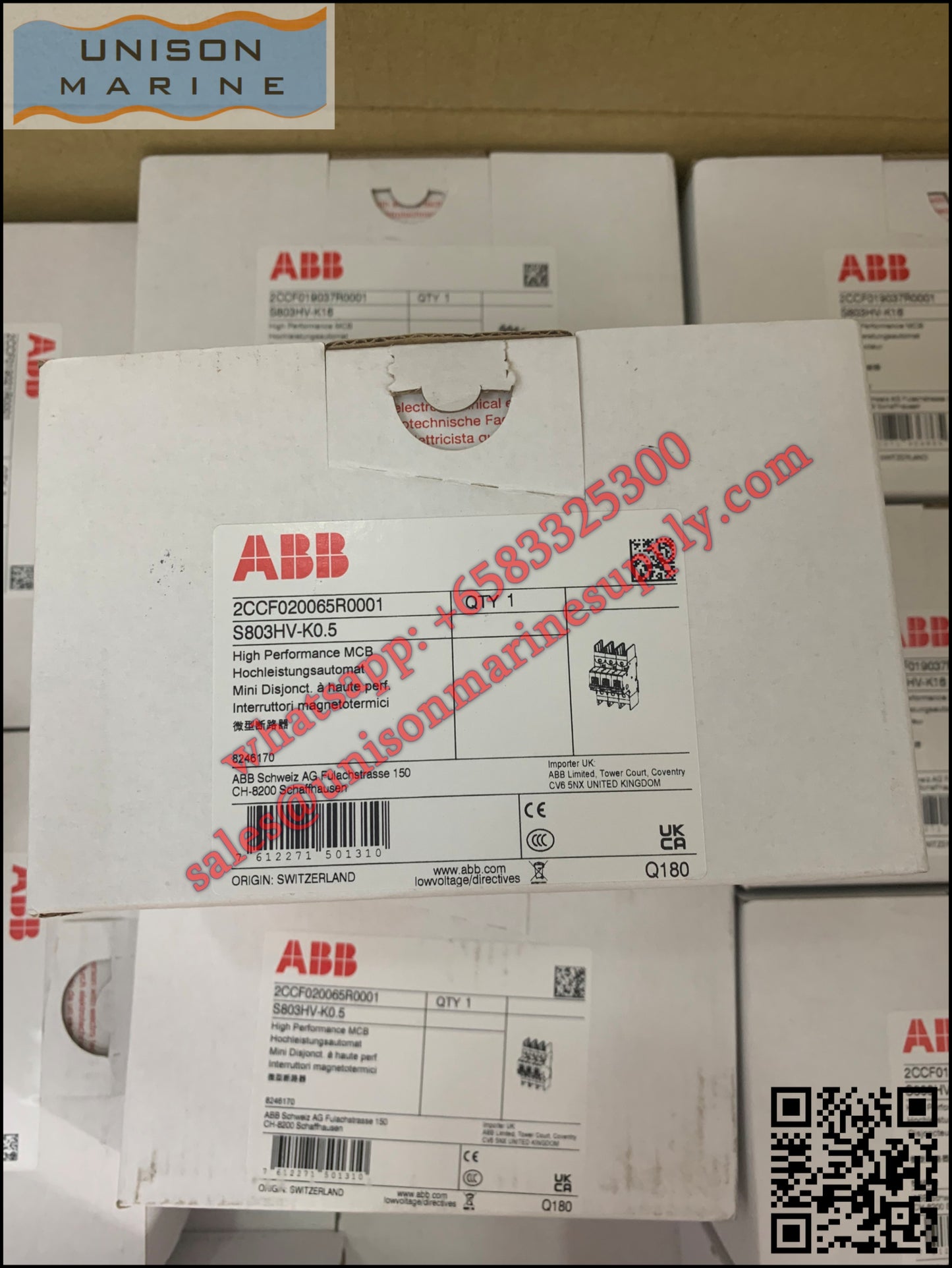 ABB High Performance MCB: S803HV-K0.5, 2CCF020065R0001