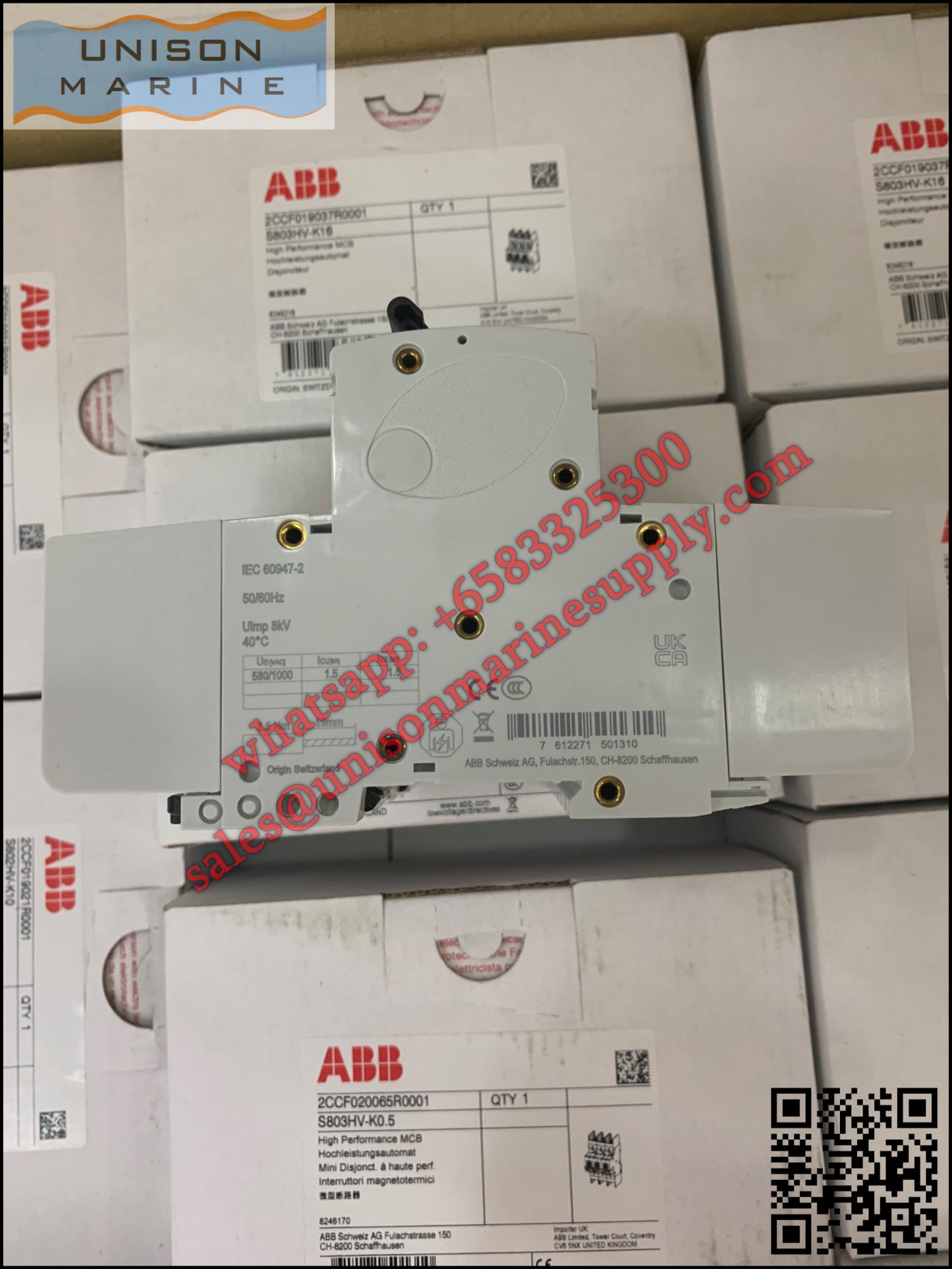 ABB High Performance MCB: S803HV-K0.5, 2CCF020065R0001