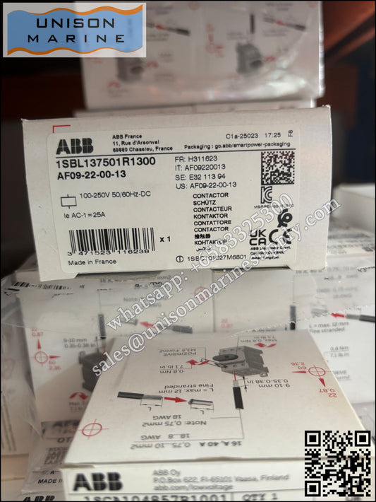 ABB Magnetic Contactors AF Series :  AF09-22-00-13 100-250V50/60HZ,1SBL137501R1300