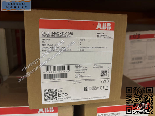 ABB SACE Tmax XT Circuit Breakers: XT1C 160 TMD 100-1000 3p F F,1SDA067397R1