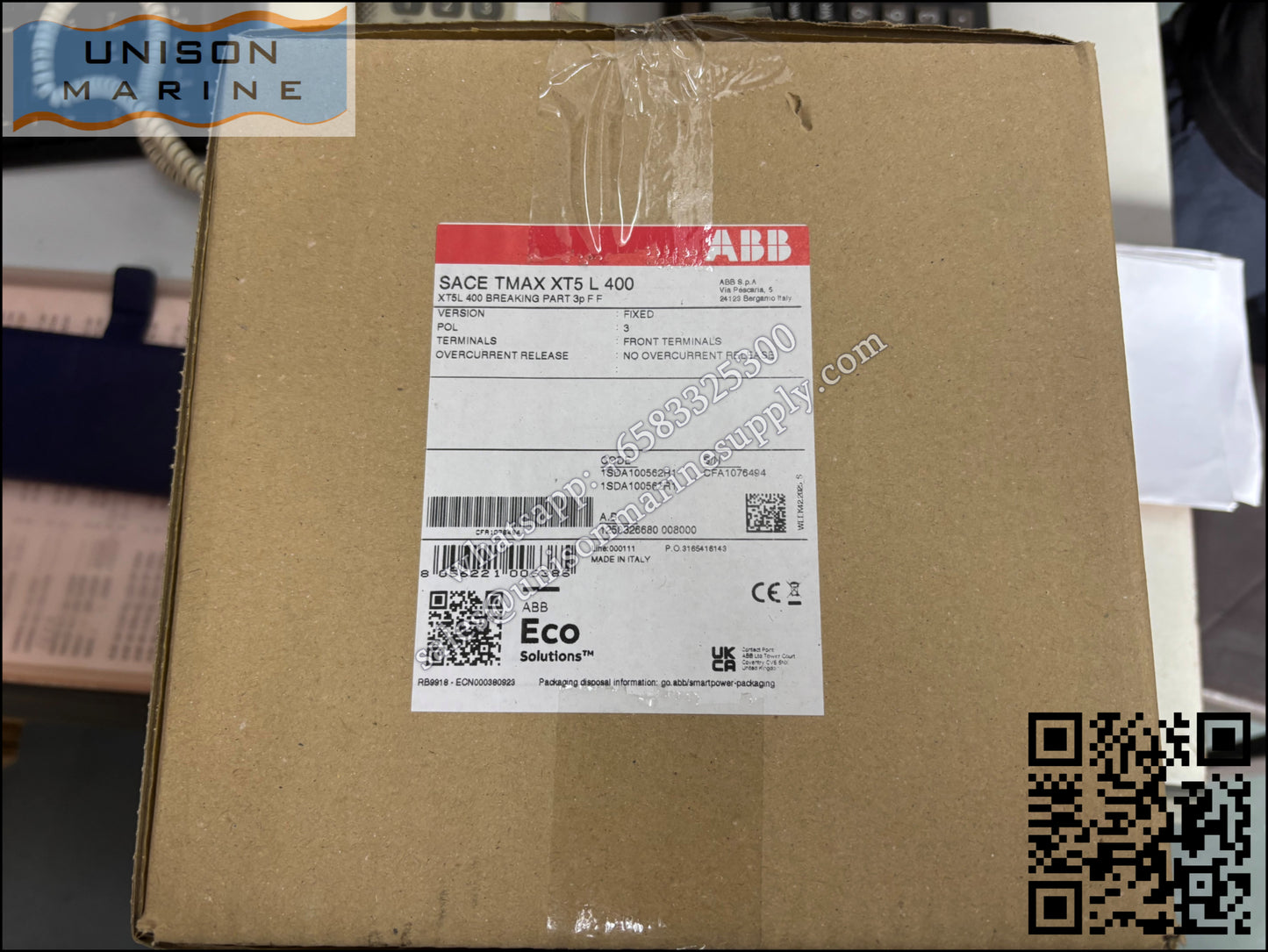 ABB SACE Tmax XT Circuit Breakers: XT5L 400 BREAKING PART 3p F F, 1SDA100562R1
