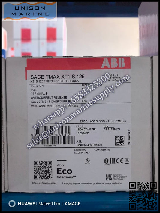 ABB SACE Tmax XT Circuit Breakers: XT1S 125 TMF 30-500 3p F F UL/CSA, 1SDA074667R1