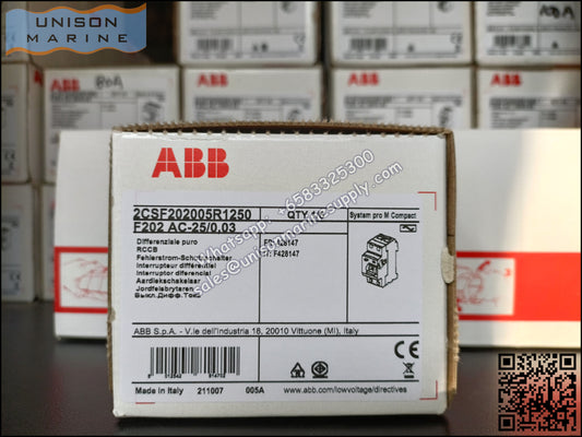 ABB Residual Current Circuit Breaker(RCCB) F202 AC-25/0.03