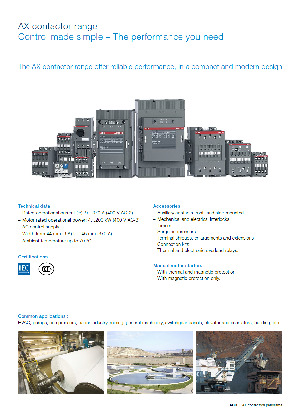Contactor Modular Ax ABB Magnetic Contactors AX Series : AX80-30-11 – Unison Marine Supply